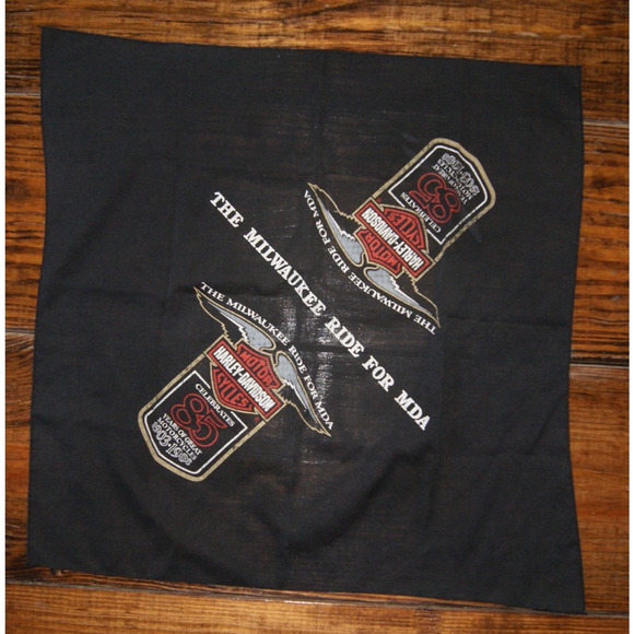 VTG 80s Harley Davidson Bandana Eagle 1988 MDA Ride Milwaukee Motorcycle Biker - Picture 1 of 4